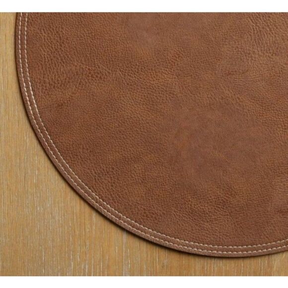 Better Homes & Garden Persia Faux Leather Placemat Brown 15" Round 1pc Gift - Picture 3 of 5